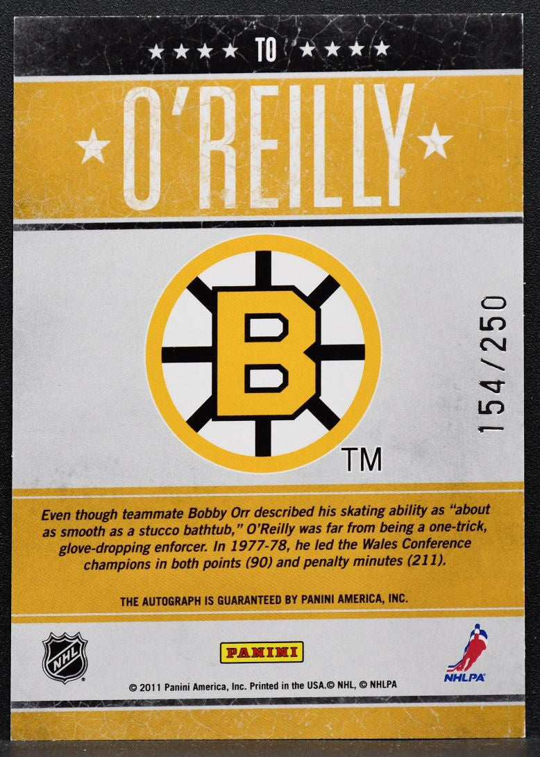 2011-12 Panini Pinnacle Tough Times Auto Terry O'Reilly Bruins Auto 154/250 7313