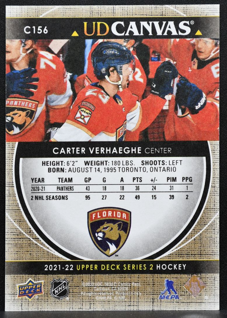 2021-22 Upper Deck Series 2 UD Canvas Carter Verhaeghe C156 Panthers 9898