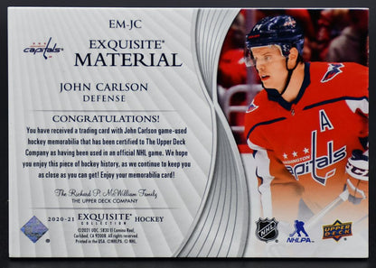 2020-21 UD Exquisite Collection John Carlson Capitals /49 Patch