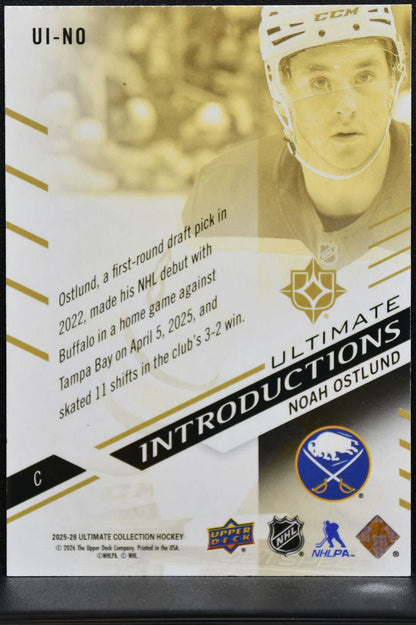 2025-26 UD Ultimate Collection Introductions Noah Ostlund UI-NO Sabres RC 1028
