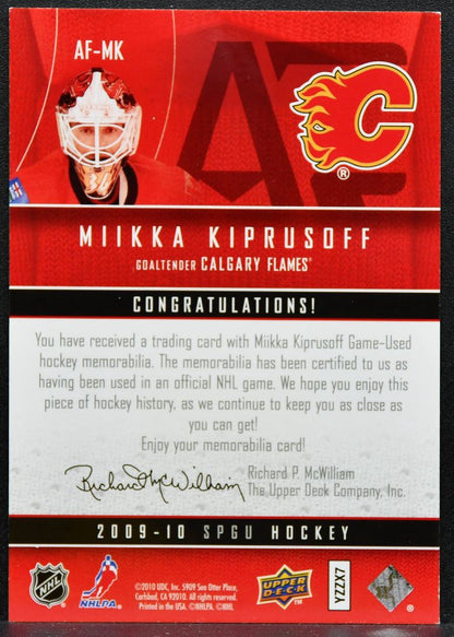 2009-10 Upper Deck Artifacts Autofacts Miikka Kiprusoff AF-MK Flames Jersey 9318