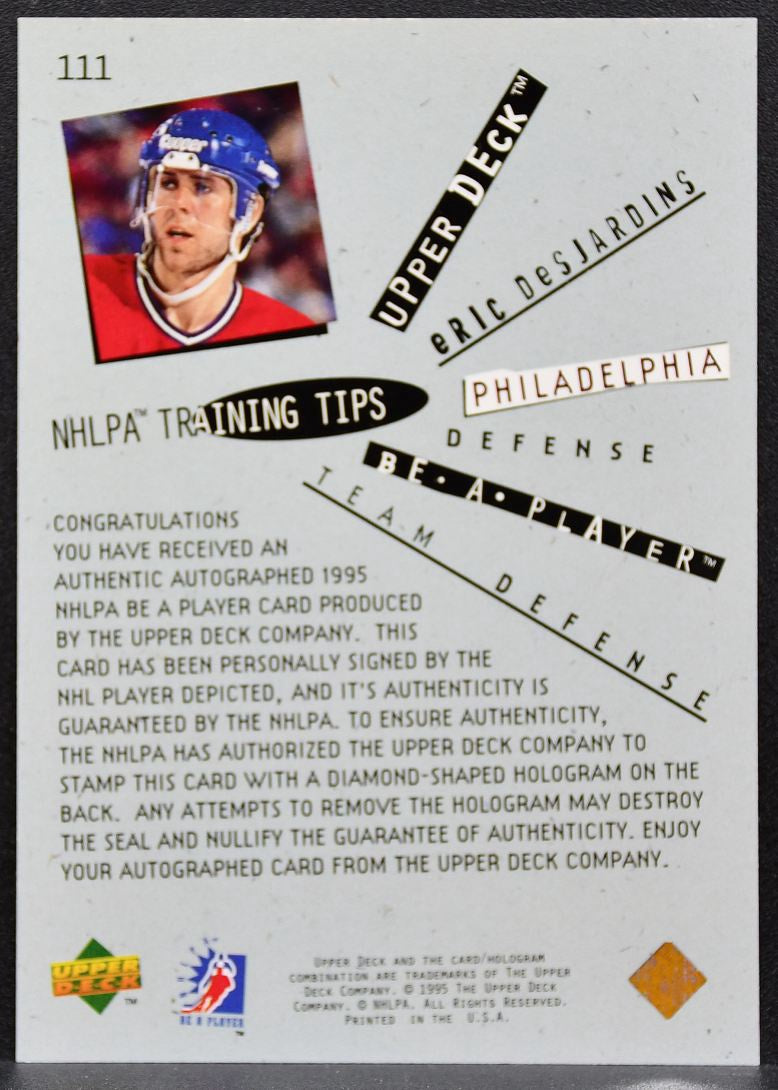 1994-95 Upper Deck Be a Player Desjardins 111 Philadelphia Flyers Auto 1048
