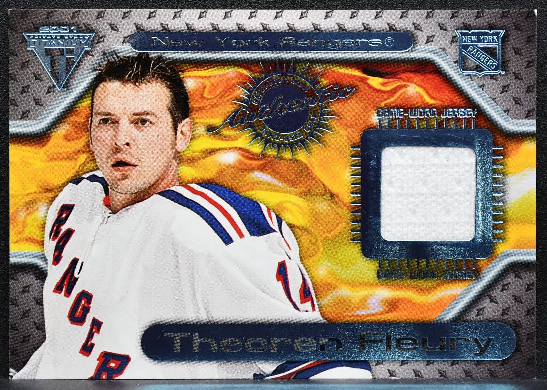 2000-01 Pacific Private Stock Titanium Jersey Theoren Fleury 111 Rangers 4374