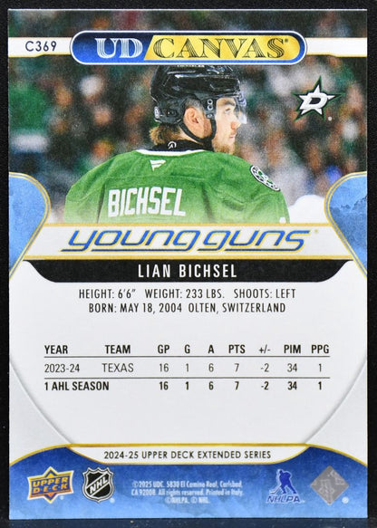 2024-25 UD Extended Series UD Canvas Young Guns Lian Bichsel C369 Stars RC 4128