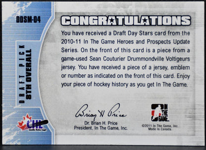 2010-11 ITG Heroes & Prospects Draft Day Stars Silver Couturier Jersey 9294