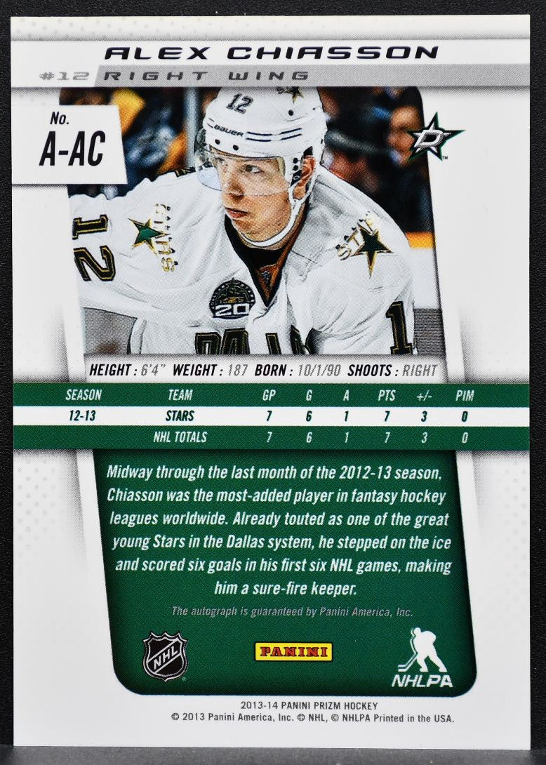2013-14 Panini Prizm Rookie Autographs Alex Chiasson A-AC Stars RC Auto 0309