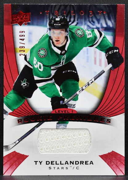 2020-21 UD Trilogy Rookie Premieres Red Foil Ty Dellandrea Stars RC Jersey 6866
