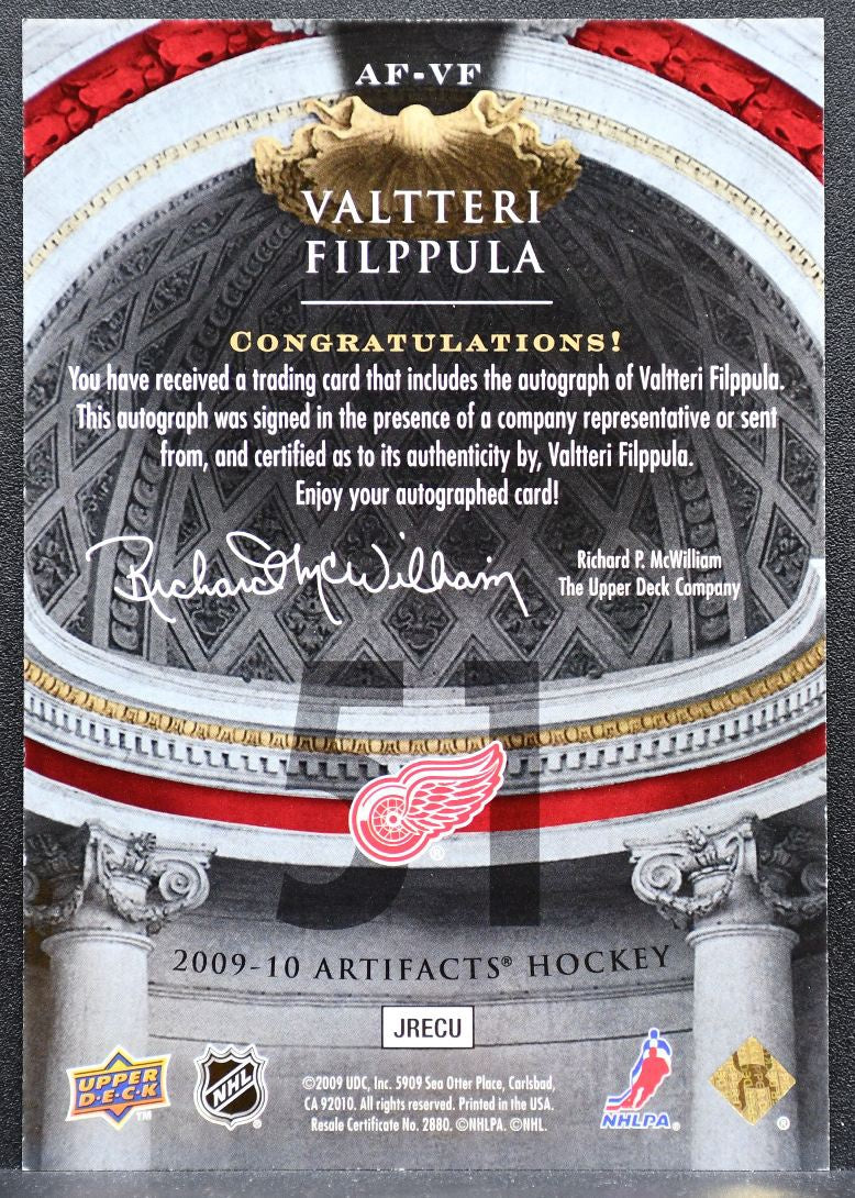 2009-10 Upper Deck Artifacts Autofacts Valtteri Filppula Red Wings Auto 9312