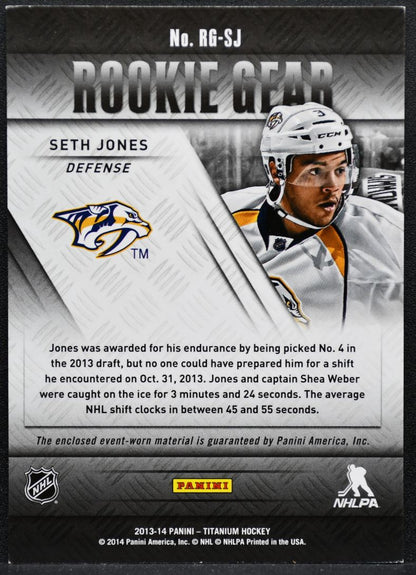 2013-14 Panini Titanium Rookie Gear Seth Jones RG-SJ RC Jersey 9400