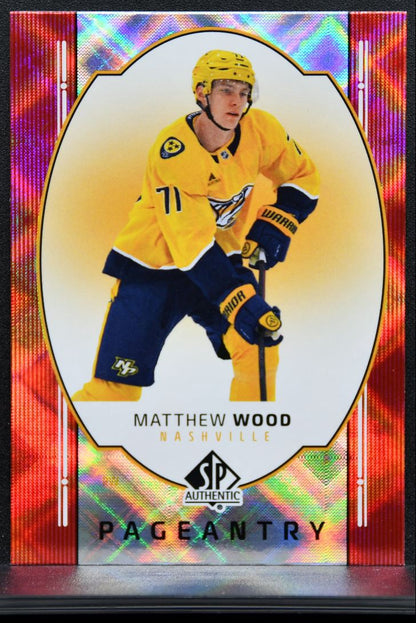 2025-26 SP Authentic Pageantry Red Matthew Wood P-11 Nashville Predators RC 0351