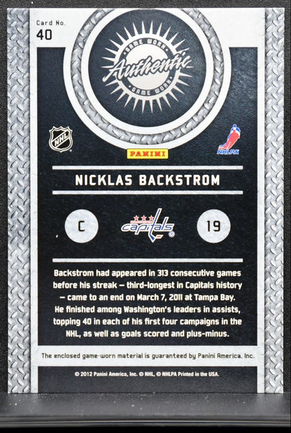 2011-12 Panini Titanium Game-Worn Gear Nicklas Backstrom 40 Jersey 3835