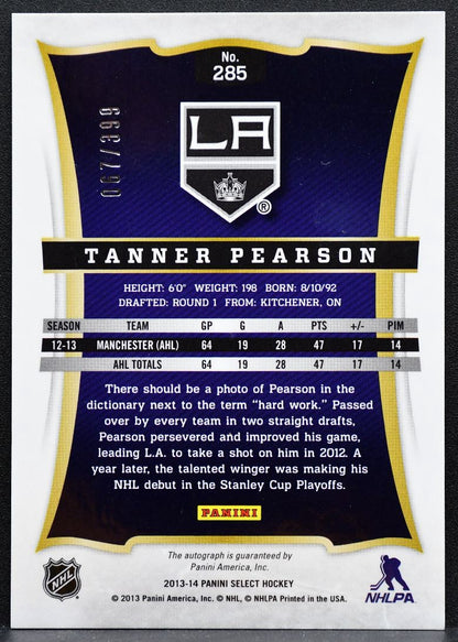 2013-14 Panini Select Rookie Auto Tanner Pearson 285 Kings RC Auto 007/399 7196
