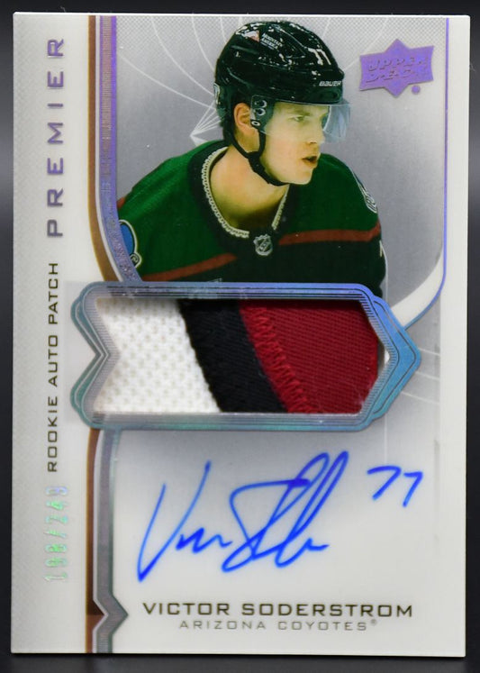 2020-21 UD Premier Victor Soderstrom AR-VS Arizona Coyotes RC Auto 199/249 Patch