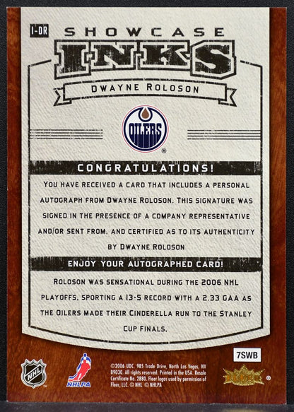2005-06 Flair Showcase INKS Dwayne Roloson I-DR Edmonton Oilers Auto 1391