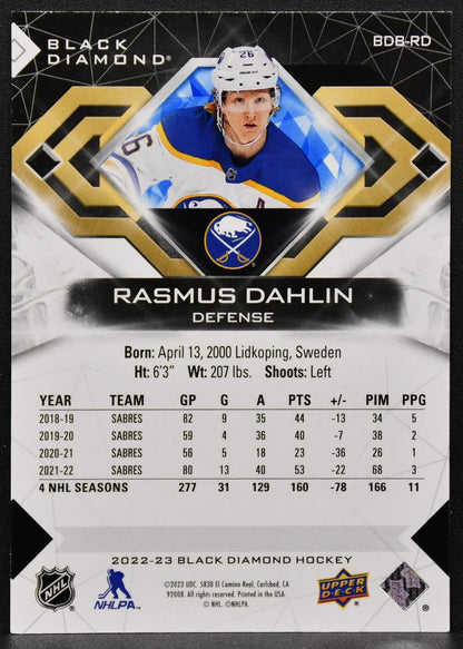 2022-23 Upper Deck Black Diamond Blue Rasmus Dahlin BDB-RD Buffalo Sabres 24/25 8884