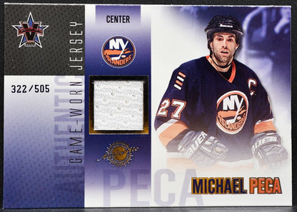 2003-04 Pacific Vanguard Jersey Michael Peca 28 Islanders 322/505 Jersey 6144