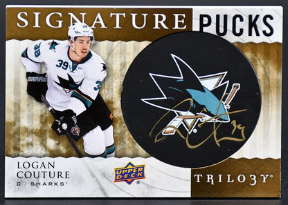 2014-15 UD Trilogy Signature Pucks Logan Couture SP-LC Auto