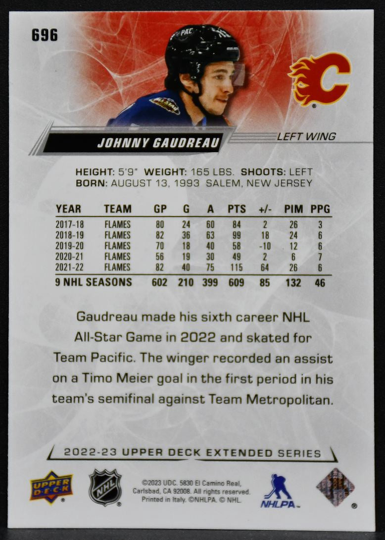 2022-23 UD Extended Series All-Start Exclusives Johnny Gaudreau 696 051/100
