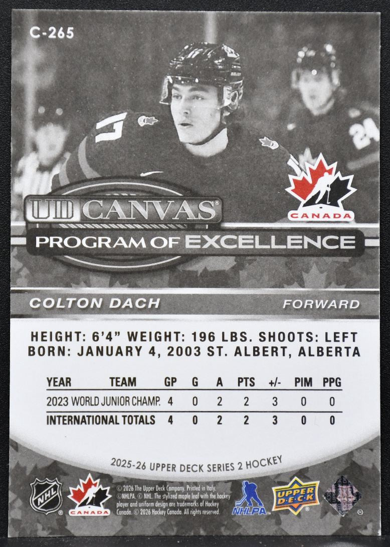 2025-26 Upper Deck Series 2 UD Canvas Program of Excellence Colton Dach 1852