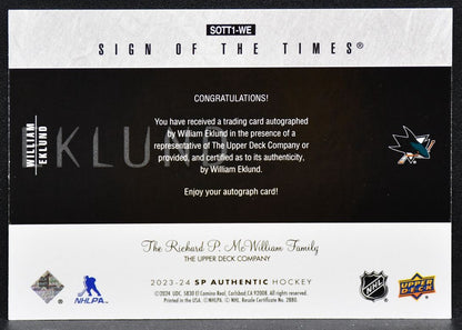 2023-24 SP Authentic 2003-04 Retro Sign Times Eklund SOTT1-WE Sharks Auto 4630