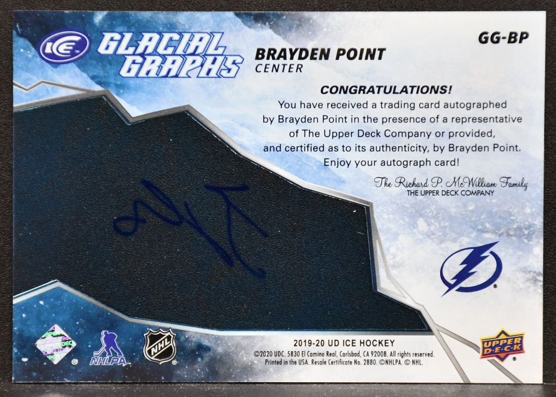 2021-22 UD Ice Glacial Graphs Brayden Point GG-BP Tampa Bay Lightning Auto