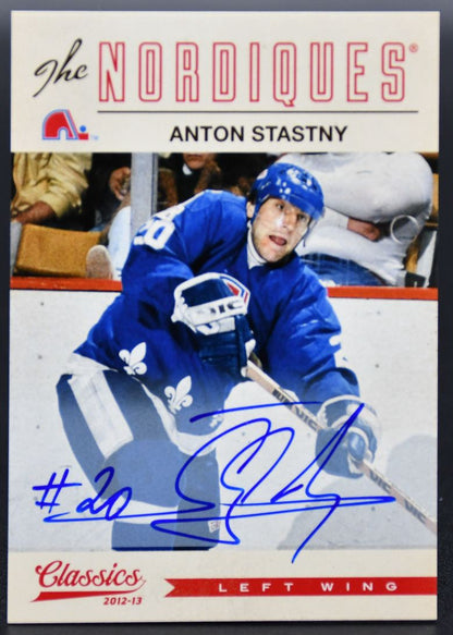 Carte autographiée Stastny des Nordiques de Québec, collection Panini Classics Signatures 2012-13