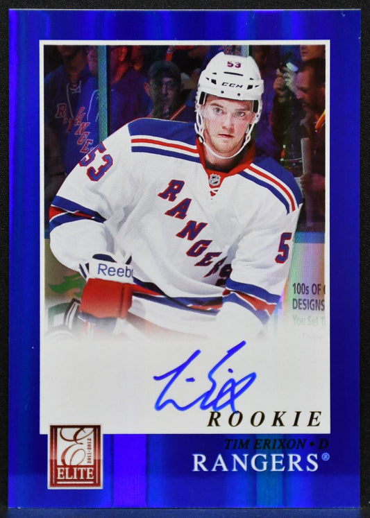 2011-12 Panini Elite Rookie Blue Autographs Tim Erixon 255 Rangers Auto 7693