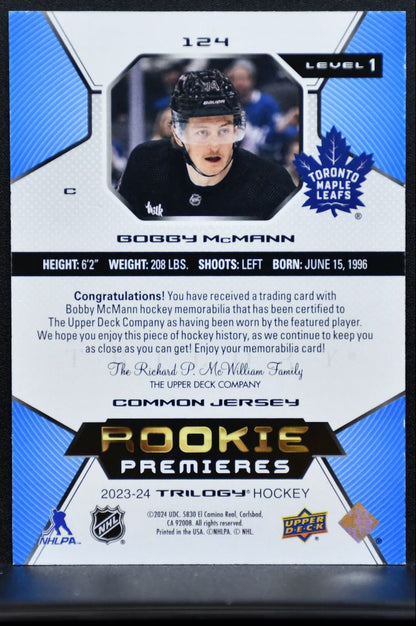 2023-24 UD Trilogy Rookie Premieres Jersey Lvl 1 McMann RC 420/499 Jersey 6033