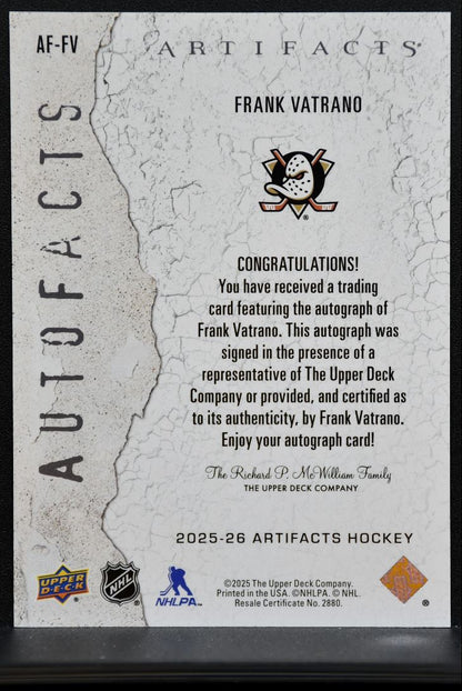 2025-26 Upper Deck Artifacts Autofacts Frank Vatrano Anaheim Ducks Auto 2683