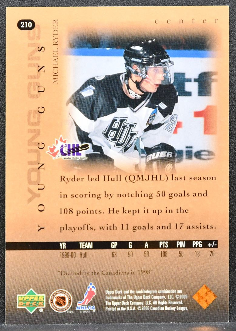 2000-01 Upper Deck Young Guns Michael Ryder 210 Hull Olympiques RC 5848
