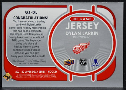 2021-22 UD Series 1 UD Game Jersey Dylan Larkin GJ-DL Detroit Red Wings Jersey 5609