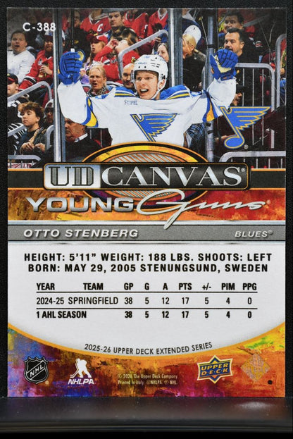 2025-26 UD Extended Series UD Canvas Young Guns Otto Stenberg Blues RC 3512