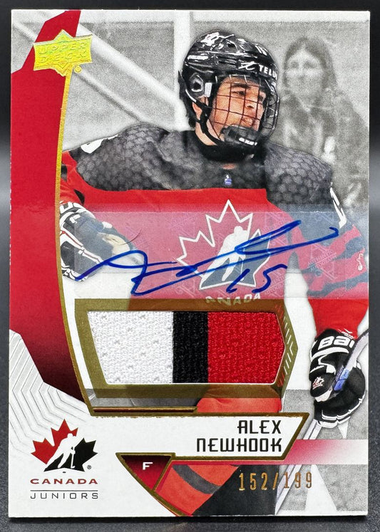 2019-20 UD Team Canada Juniors Alex Newhook 69 Canada Auto 152/199 Jersey