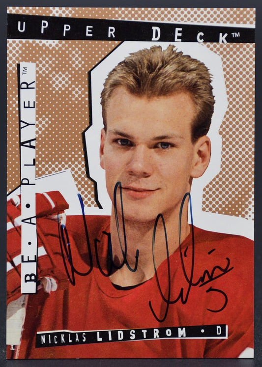 1995-96 UD Be a Player Nicklas Lidstrom 34 Detroit Red Wings Auto