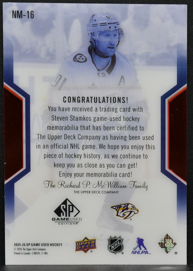 2025-26 SP Game Used NHL Masters Jersey Steven Stamkos NM-16 074/199 Jersey 6933