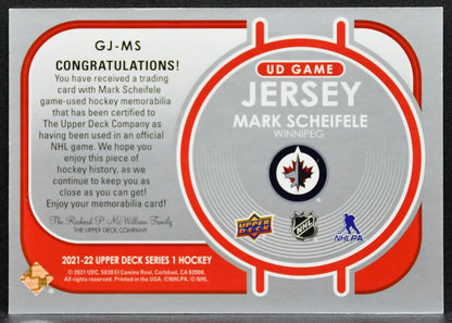 2021-22 Upper Deck UD Game Jersey Mark Scheifele 61 Winnipeg Jets Jersey 6470
