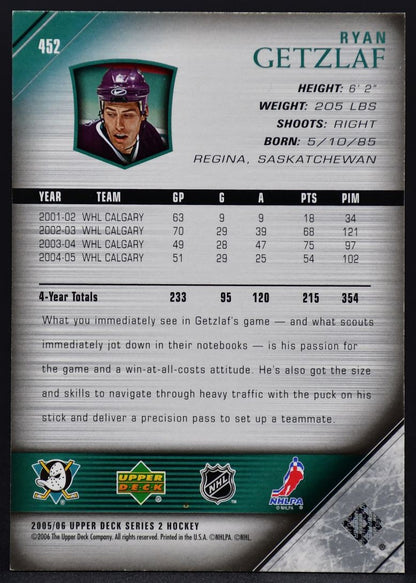 2005-06 UD Series 2 Young Guns Ryan Getzlaf 452 RC