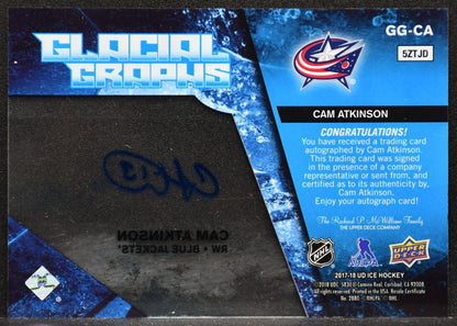 2017-18 Upper Deck ICE Glacial Graphs Cam Atkinson GG-CA Auto 4280