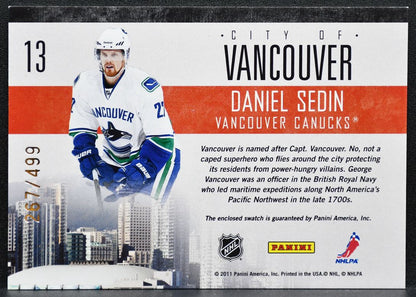 2010-11 Panini Pinnacle City Lights Materials Sedin Canucks 267/499 Jersey 0431