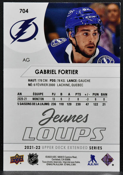 2021-22 UD Extended Series Young Guns Gabriel Fortier 704 Lightning RC 3680