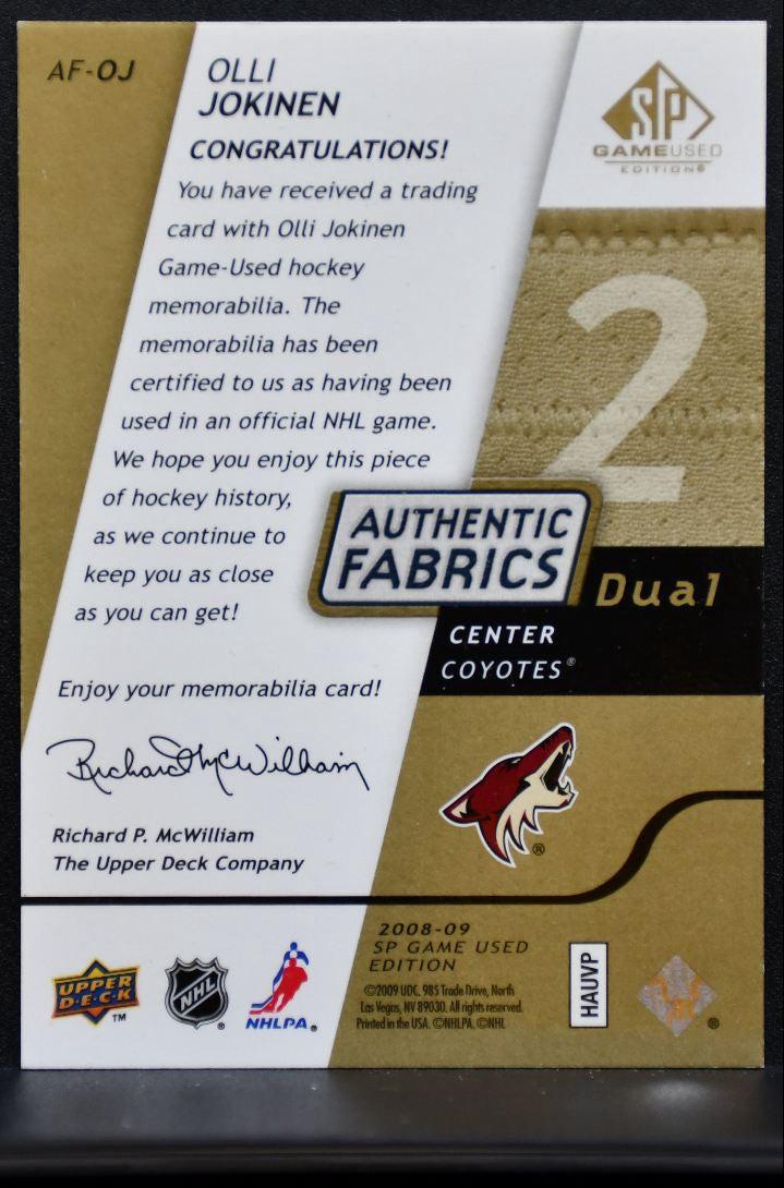 2008-09 SP Game Used Authentic Fabrics Dual Gold Jokinen 45/50 Jersey 5654