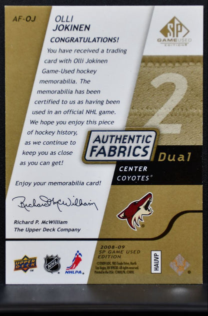 2008-09 SP Game Used Authentic Fabrics Dual Gold Jokinen 45/50 Jersey 5654