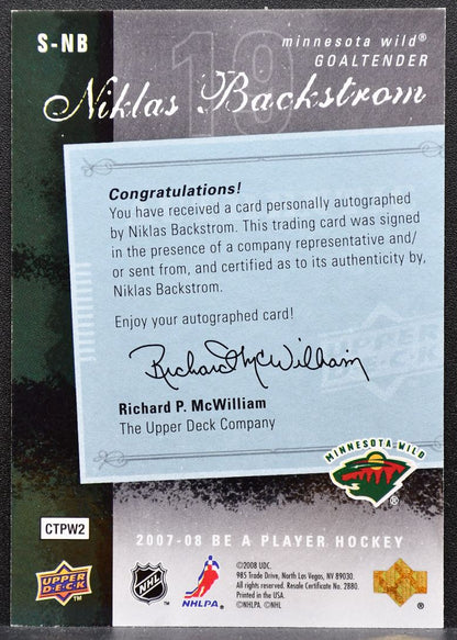 2007-08 Upper Deck Be a Player Signatures Niklas Backstrom S-NB Wild Auto 2480