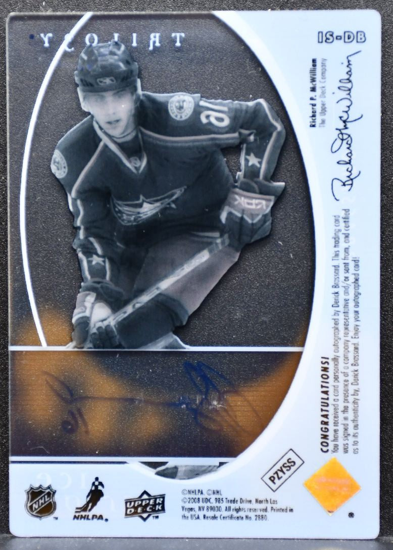 2008-09 Upper Deck Trilogy Ice Scripts Derick Brassard IS-DB Jackets Auto 6693