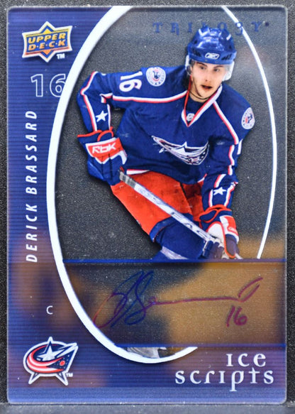2008-09 Upper Deck Trilogy Ice Scripts Derick Brassard IS-DB Jackets Auto 6693