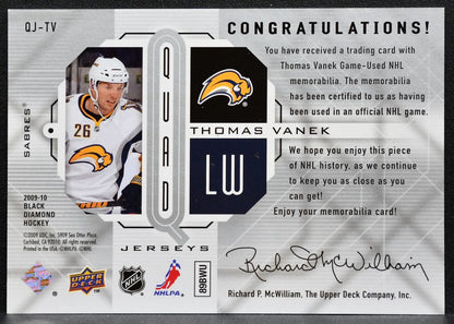 2009-10 UD Black Diamond Jerseys Quad Thomas Vanek QJ-TV Sabres Jersey 3049