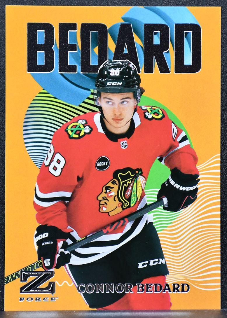 2023-24 UD Metal Universe Z Force Connor Bedard 50 OF 50 Chicago Blackhawks RC 8518