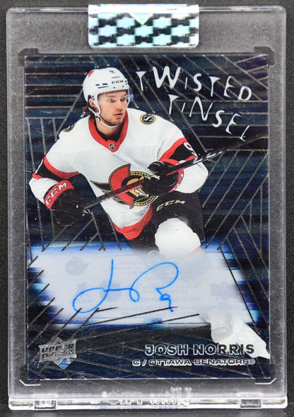 2020-21 UD Clear Cut Twisted Tinsel Josh Norris TT-JN Ottawa Senators Auto 5648