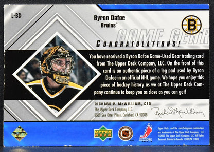 2000-01 Upper Deck Black Diamond Game Gear Byron Dafoe L-BD Jersey 8647