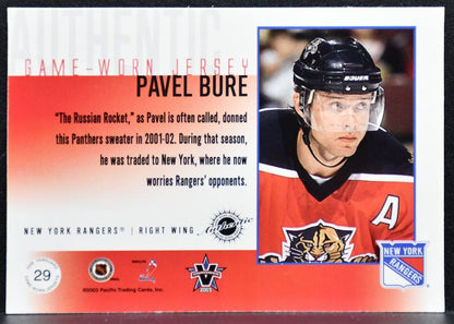 2002-03 Pacific Vanguard Jersey Pavel Bure New York Rangers 216/511 Jersey 7508